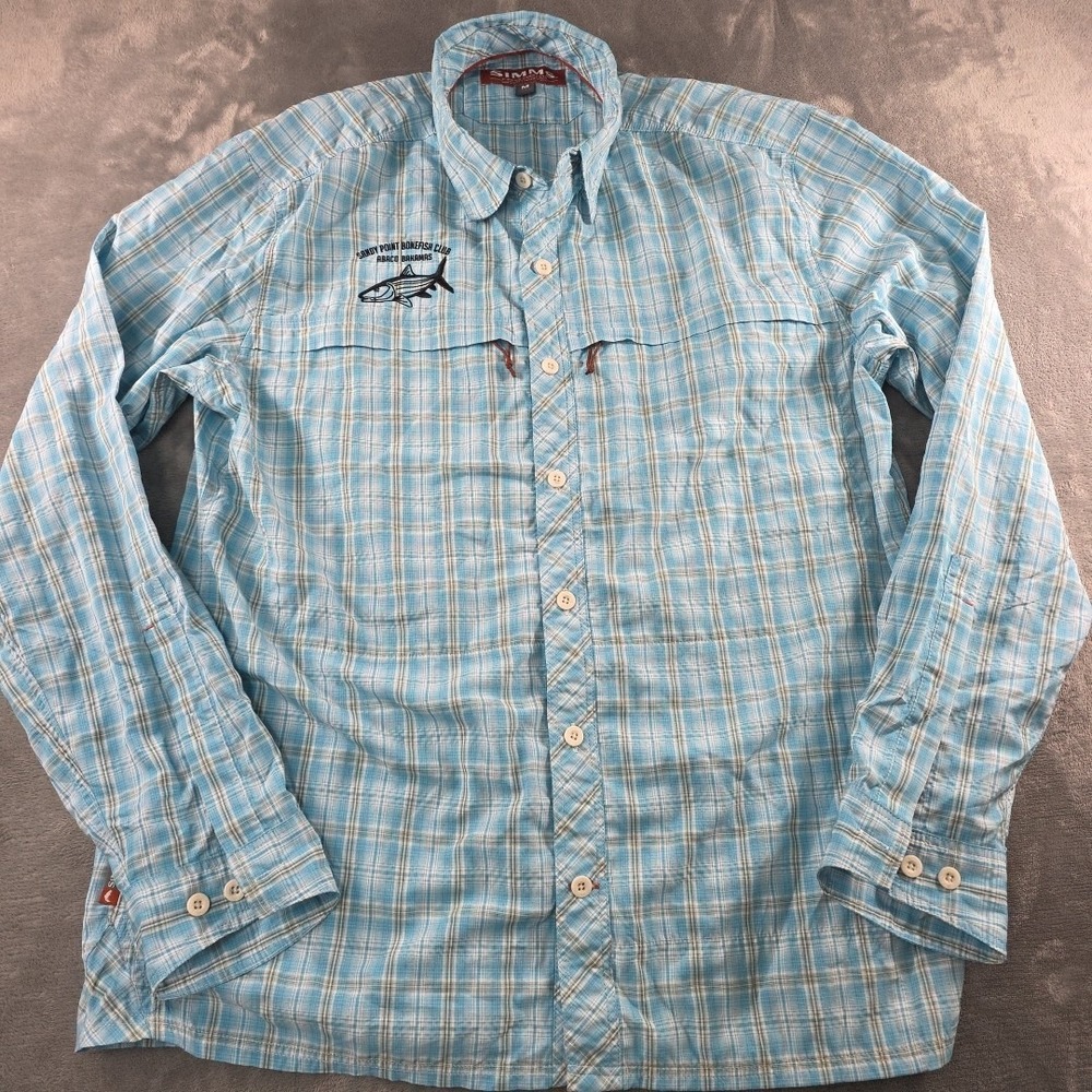 Simms Big Sky Fishing Shirt Size M Sandy Point Bonefish Club‎